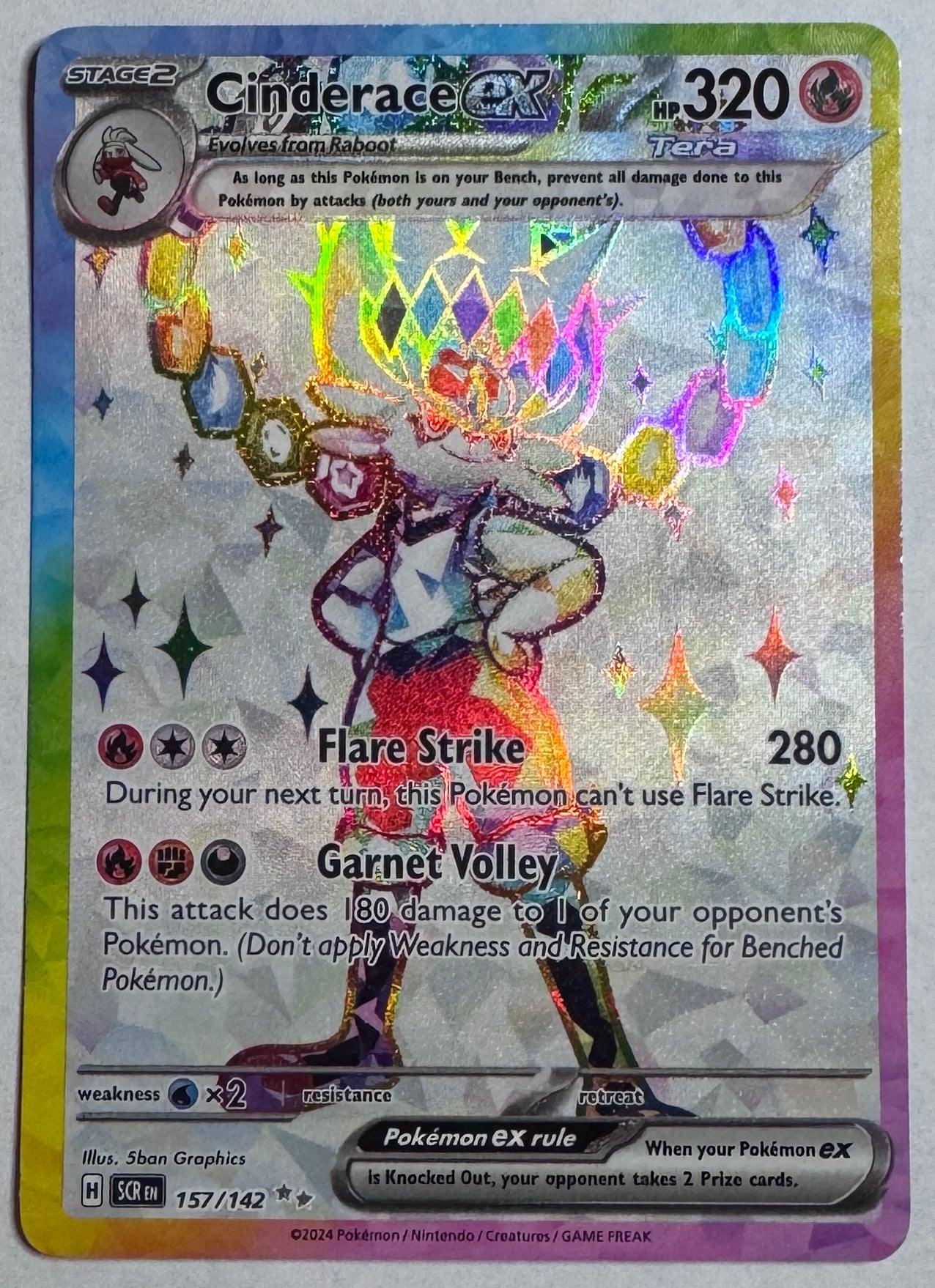 Pokémon Stellar Crown - Cinderace ex 157/142 Single Card